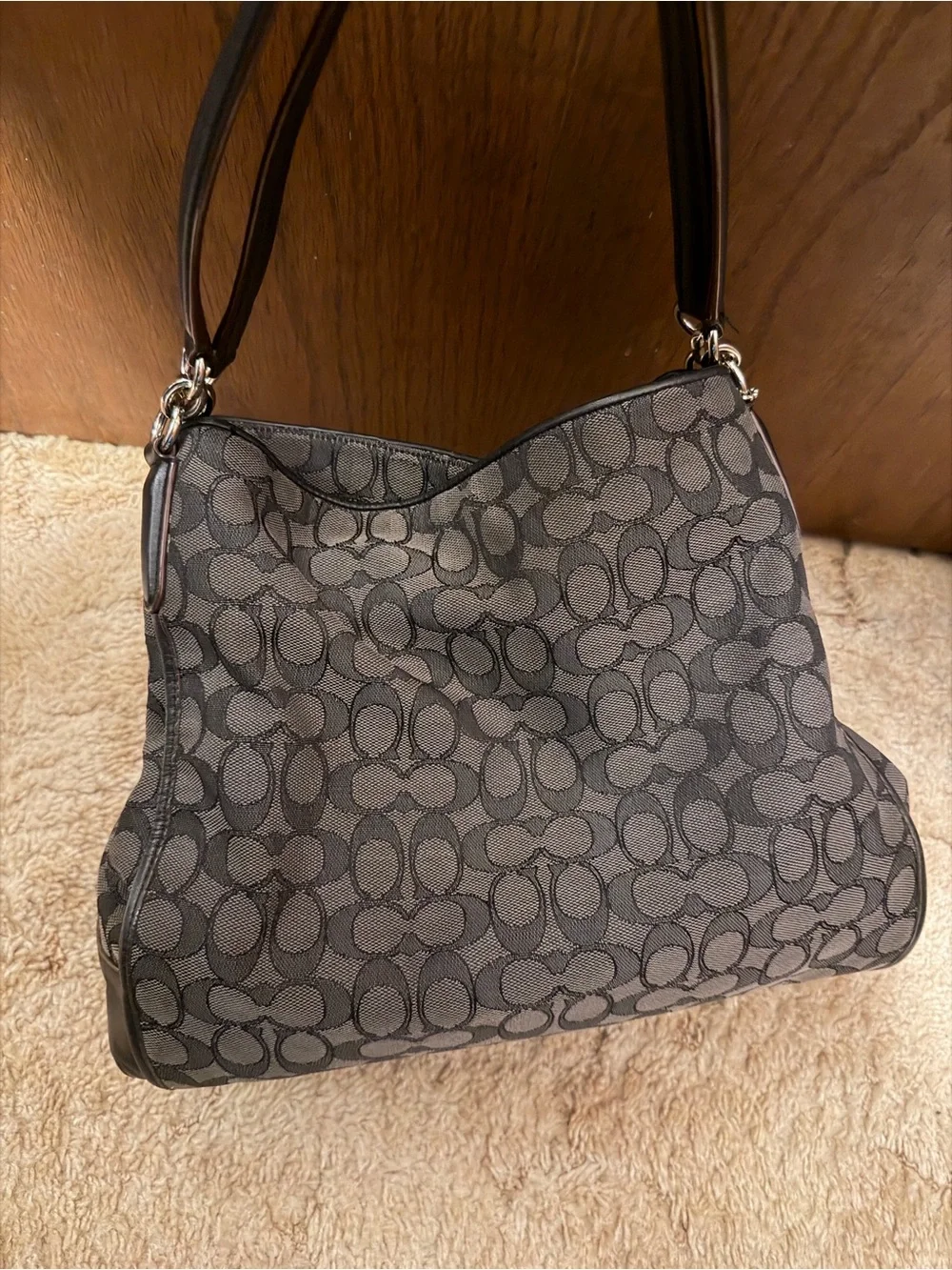 Coach Black/Charcoal Signature Shoulder Bag